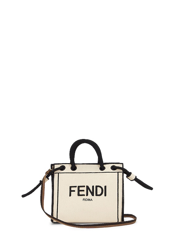 Fendi - Beige & Black Canvas Fendi Roma Shopper