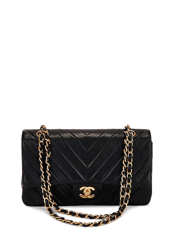 FWRD Renew Chanel Medium Lambskin Classic Double Flap 25 Shoulder Bag in  Black