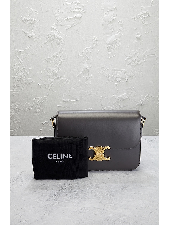 FWRD Renew Celine Triomphe Shoulder Bag in Grey | FWRD FWRD Renew Celine Triomphe Shoulder Bag in Grey | FWRD