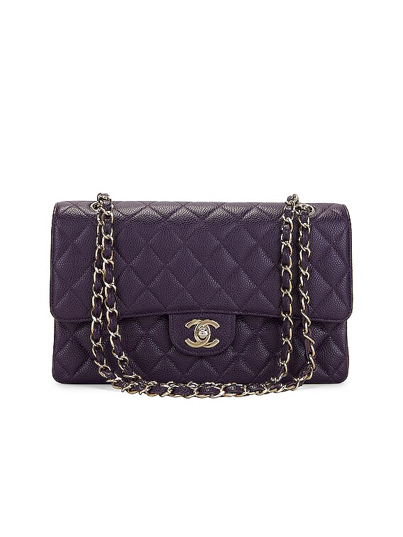 Chanel Medium Caviar Classic Double Flap Shoulder Bag in Purple