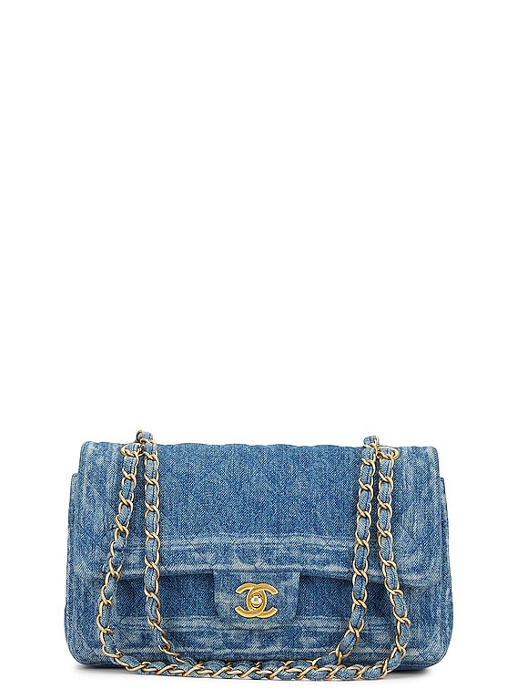 FWRD Renew Chanel Turnlock Chain Shoulder Bag in Blue