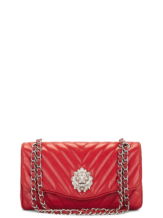 Chanel Red Chevron Quilted Jersey and Leather Leo Lion Single Flap Bag  Chanel