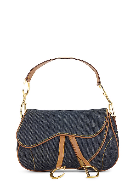 FWRD Renew Dior Saddle Bag in Blue