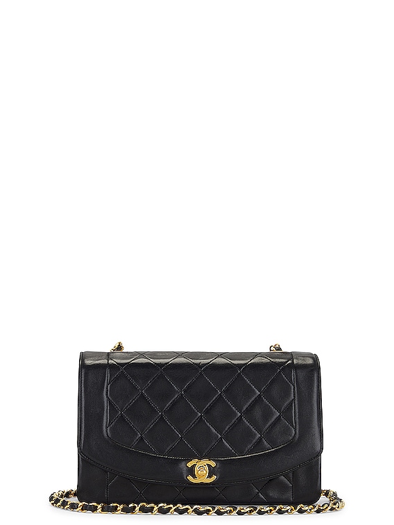 FWRD Renew Chanel Medium Diana 25 Flap Crossbody Bag in Black