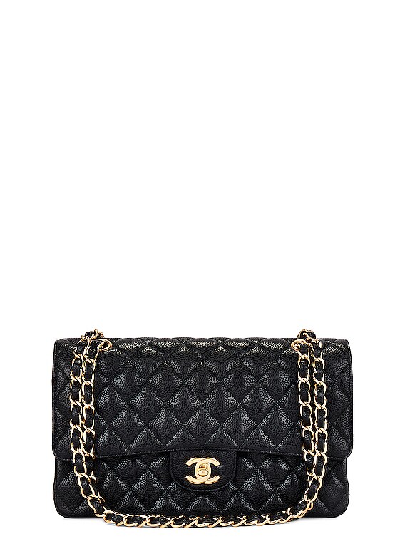 FWRD Renew Chanel Caviar Double Flap Shoulder Bag in Black