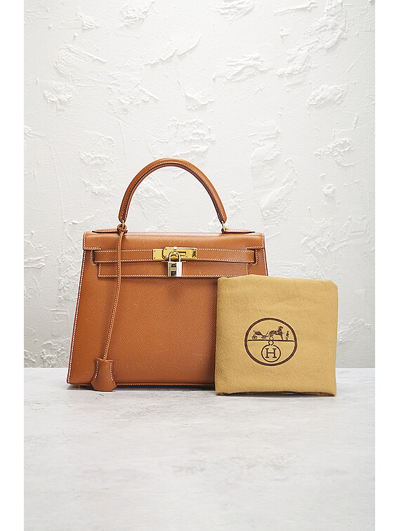 FWRD Renew Hermes Calfskin Kelly Pochette Handbag in Yellow