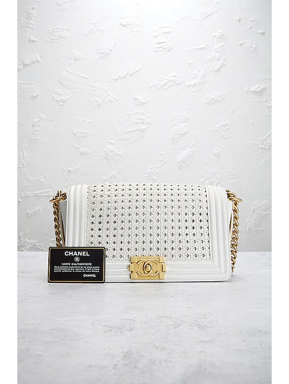 FWRD Renew Chanel Lambskin Braided Boy Bag in White | FWRD