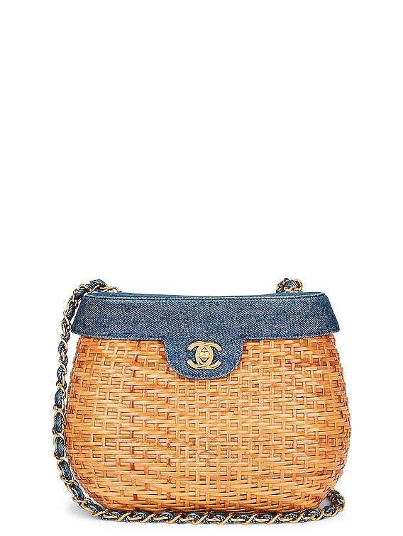 FWRD Renew Chanel Denim Coco Vanity Bag in Blue