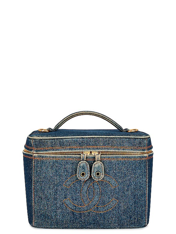 FWRD Renew Chanel Denim Coco Vanity Bag in Blue