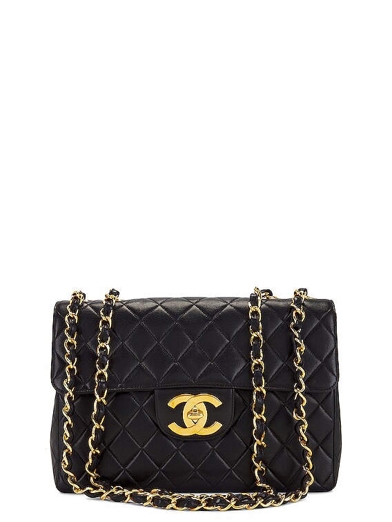 Chanel Jumbo XL Quilted Turnlock Half Flap Shoulder Bag in Black