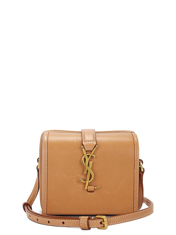 FWRD Renew Saint Laurent Mini Box Bag in Vintage Brown Gold FWRD