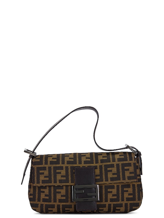 FWRD Renew Fendi Zucca Baguette Shoulder Bag in Brown