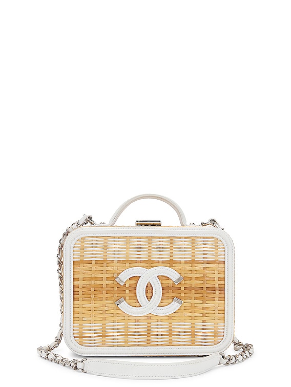 Chanel 2019 Raffia Rattan Filigree Vanity Bag in Beige