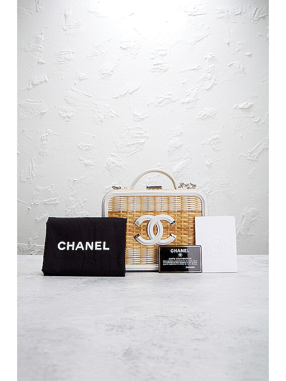 Chanel 2019 Raffia Rattan Filigree Vanity Bag in Beige
