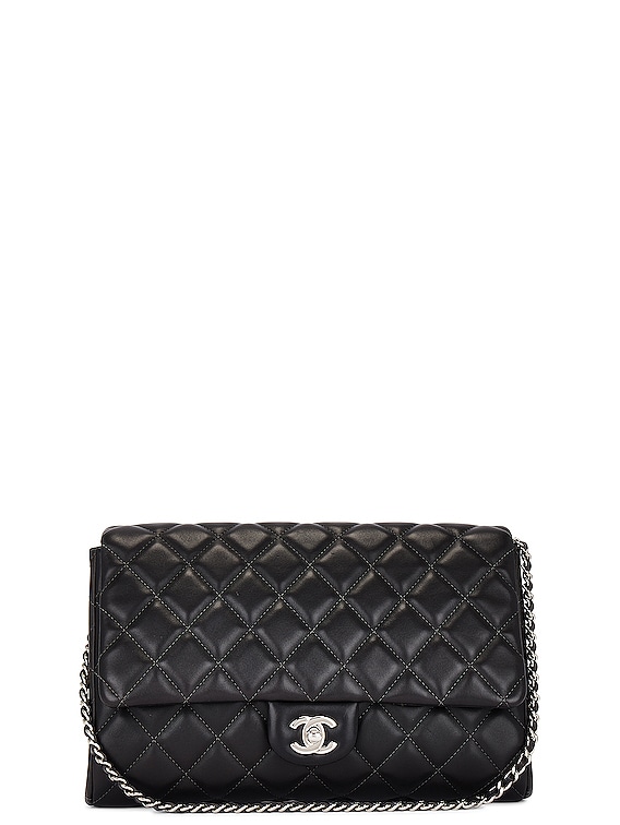 Chanel Lambskin Quilted Flap Chain Shoulder Bag in Black