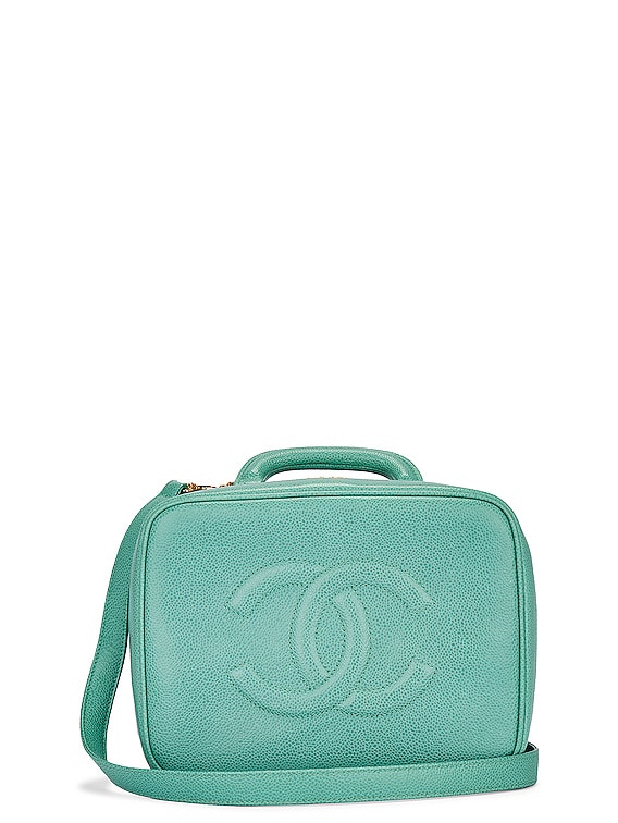 Pre-owned Chanel Leather Card Wallet In Turquoise