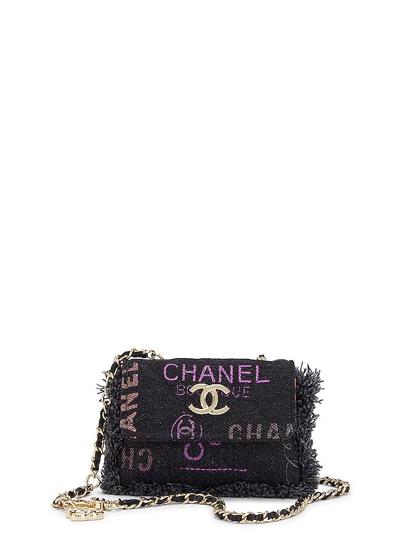 FWRD Renew Chanel Denim Shoulder Bag in Black