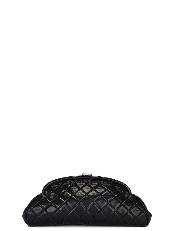 FWRD Renew Chanel Quilted Lambskin Clutch in Black