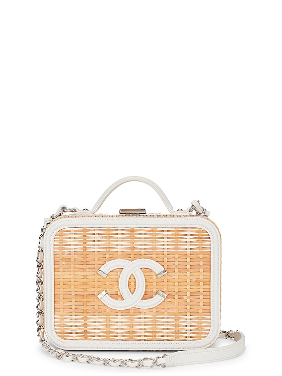 white chanel vanity case handbag
