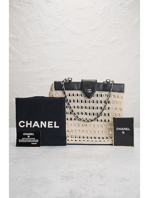 FWRD Renew Chanel Crochet Shoulder Bag in White | FWRD
