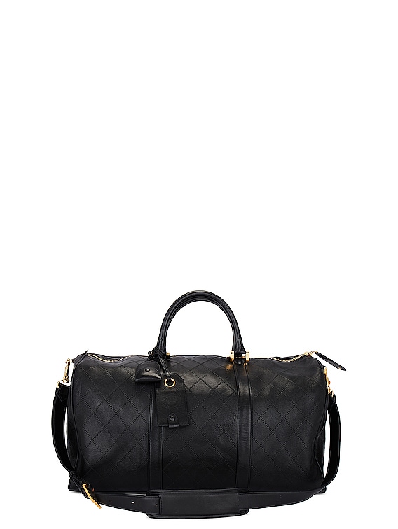 Chanel Quilted Leather Duffle Bag in Black