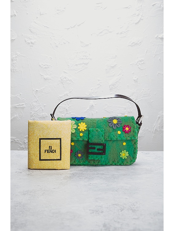 FWRD Renew Fendi Mama Applique Baguette Bag in Green | FWRD FWRD Renew Fendi Mama Applique Baguette Bag in Green | FWRD