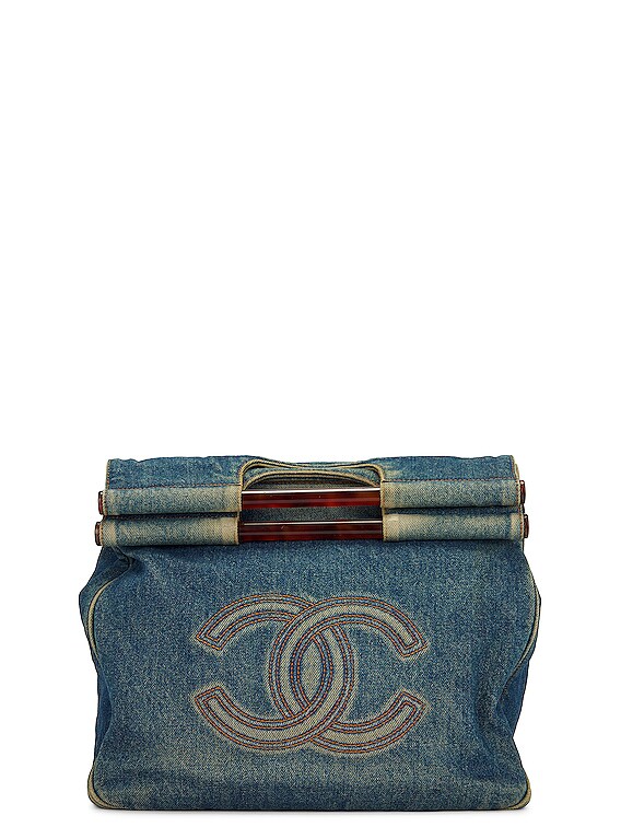 FWRD Renew Chanel Coco Mark Handbag in Blue