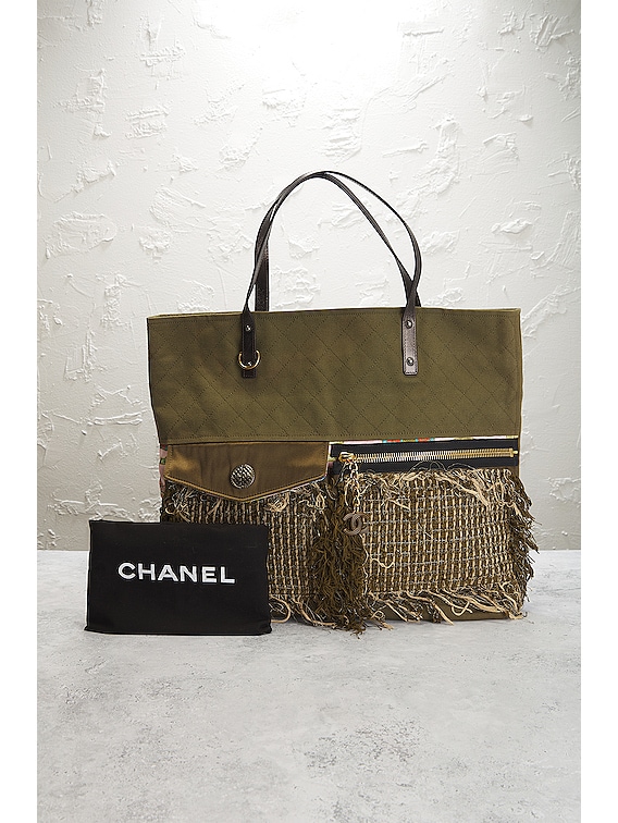 FWRD Renew Chanel Fringe Tote Bag in Green