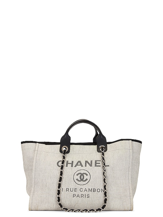 FWRD Renew Chanel Deauville Chain Tote Bag in Cream