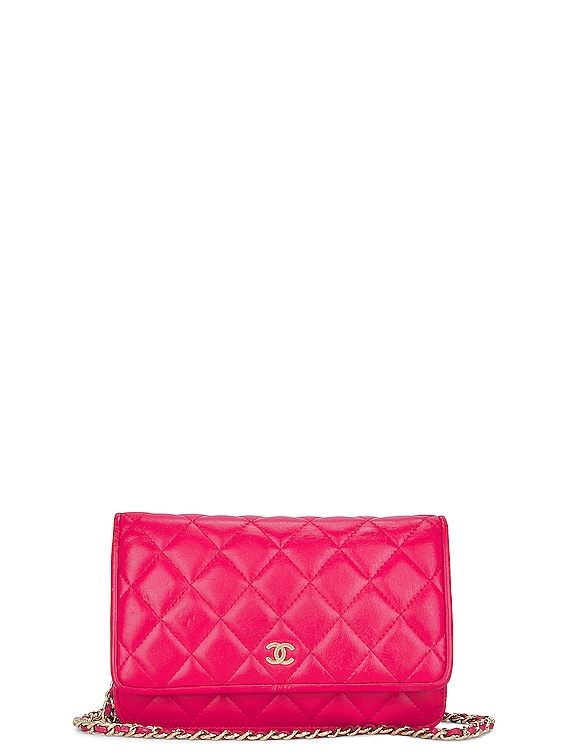 Chanel Quilted Lambskin Wallet on Chain Bag in Pink