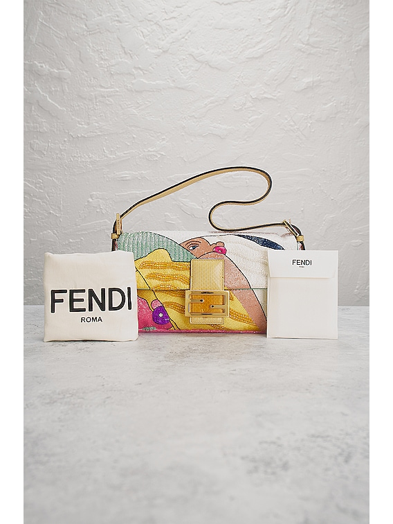 Fendi Baguette 1997 Shoulder Bag Pink in Satin/Sequins with Gold-tone - US