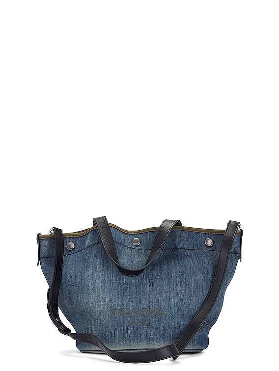 Blue Prada Canapa Studded Handbag