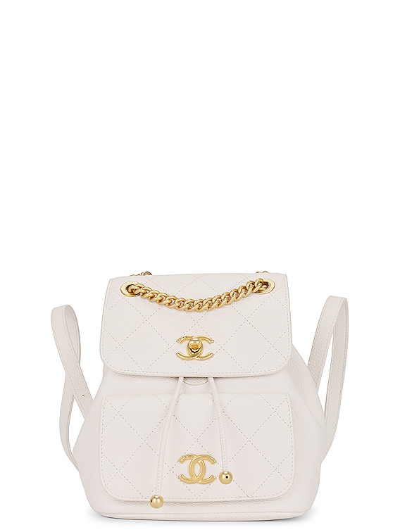 FWRD Renew Chanel Matelasse Quilted Chain Backpack in White