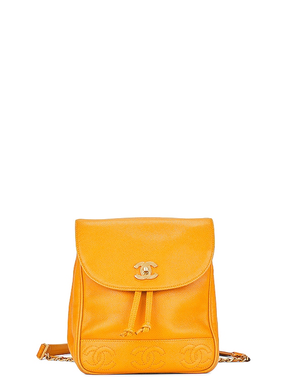 FWRD Renew Chanel Caviar Triple Coco Backpack in Orange | FWRD
