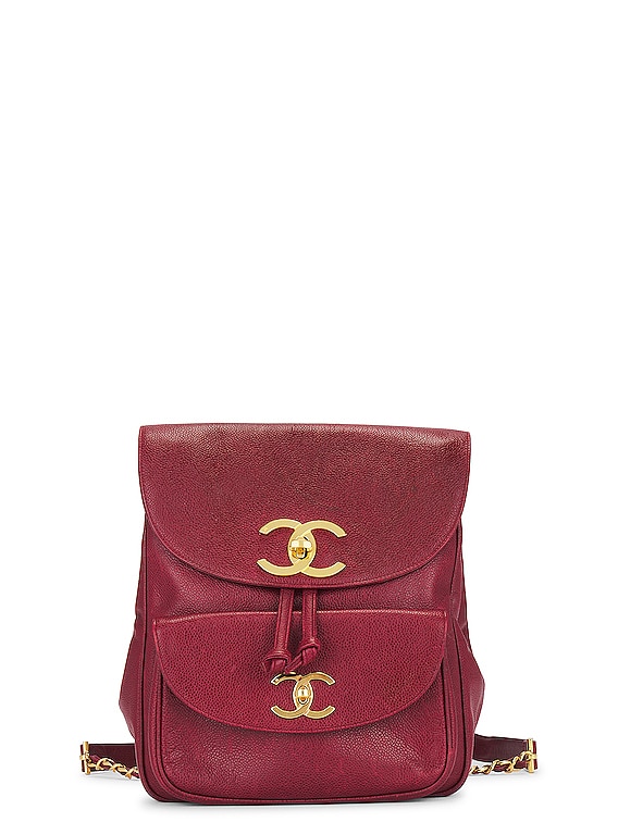 Chanel Caviar Turnlock Backpack in Red