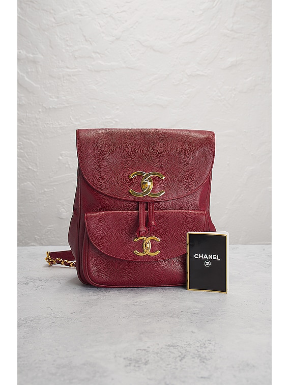 FWRD Renew Chanel Caviar Vintage Duma Backpack in Burgundy  display picture 3