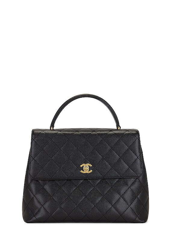 Chanel Kelly Caviar Leather Top Handle Bag in Black