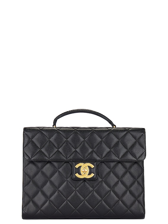 FWRD Renew Chanel Caviar Briefcase in Black