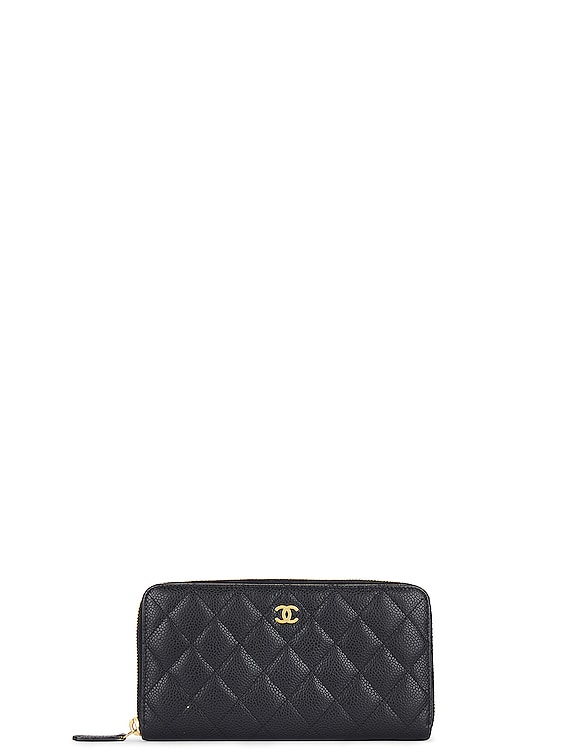 FWRD Renew Chanel Quilted Caviar Wallet in Black