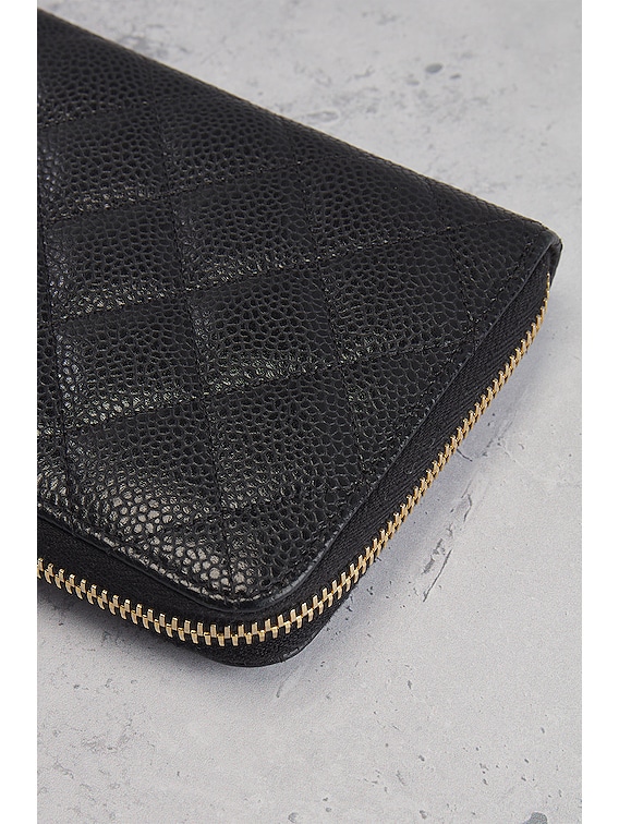 FWRD Renew Chanel Quilted Caviar Wallet in Black