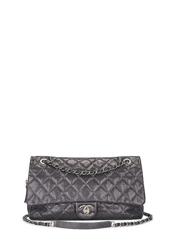 Chanel Metallic Quilted Caviar Flap Shoulder Bag in Grey