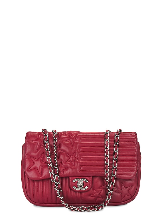 FWRD Renew Chanel Paris Dallas Lambskin Shoulder Bag in Red