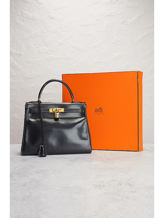 FWRD Renew Hermes 1984 Box Kelly 28 Handbag in Black | FWRD