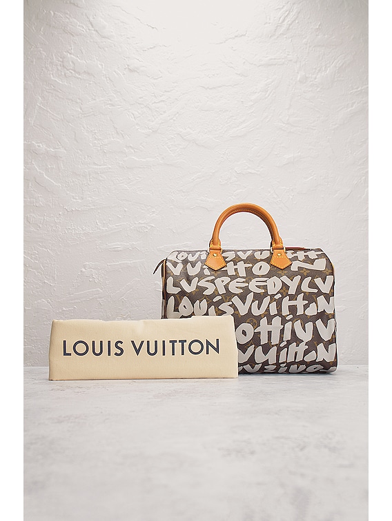 FWRD Renew Louis Vuitton Monogram Graphite Graffiti Speedy Handbag