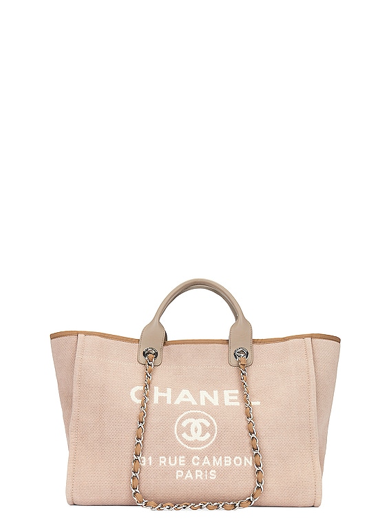 FWRD Renew Chanel North South Deauville Tote in Beige