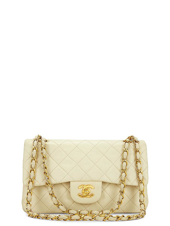 FWRD Renew Chanel Quilted Lambskin Flap Chain Shoulder Bag in Ivory