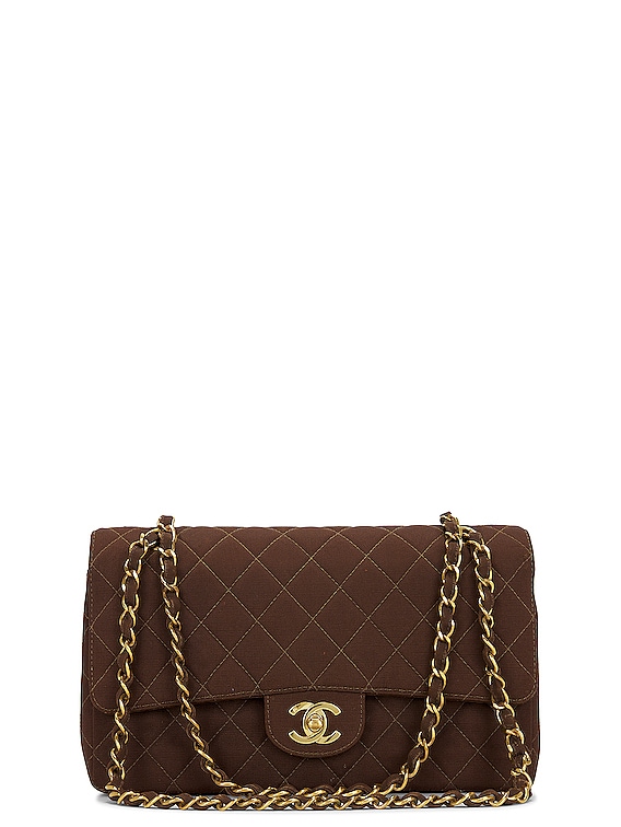 FWRD Renew Chanel Quilted Chain Shoulder Bag in Brown