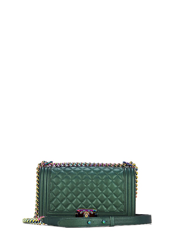 FWRD Renew Chanel Boy Iridescent Quilted Flap Shoulder Bag in