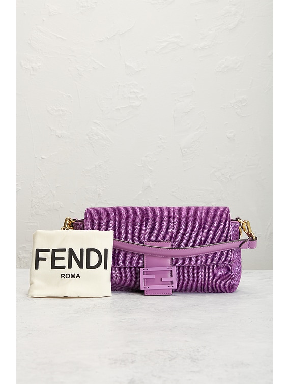 FWRD Renew Fendi Beaded Mama Baguette Shoulder Bag in Purple | FWRD
