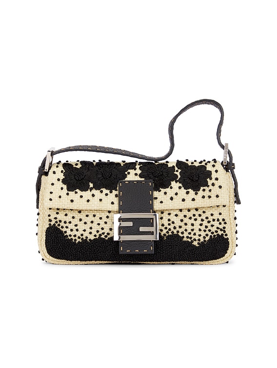 FENDI レディースバック FWRD Renew Fendi Mama Baguette Shoulder Bag in Black & Cream | FWRD